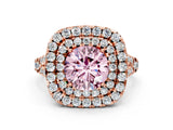 Rose gold Double Halo Fancy Pink Round  Cut Pave Split Shank Prong Set Ring_15