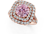 Rose gold Double Halo Fancy Pink Round  Cut Pave Split Shank Prong Set Ring_16