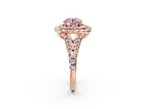 Rose gold Double Halo Fancy Pink Round  Cut Pave Split Shank Prong Set Ring_17