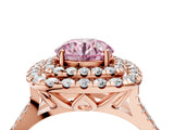 Rose gold Double Halo Fancy Pink Round  Cut Pave Split Shank Prong Set Ring_19