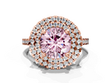 Rose gold Double Halo Fancy Pink Round  Diamond Pave Band with Four-Prong Setting_17