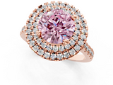 Rose gold Double Halo Fancy Pink Round  Diamond Pave Band with Four-Prong Setting_18