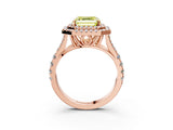 Rose gold Double Halo Fancy Yellow Asscher -Shaped Split Shank Diamond Ring with Prong Setting_18
