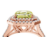 Rose gold Double Halo Fancy Yellow Asscher -Shaped Split Shank Diamond Ring with Prong Setting_19