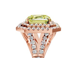 Rose gold Double Halo Fancy Yellow Asscher -Shaped Split Shank Diamond Ring with Prong Setting_20