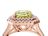 Rose gold Double Halo Fancy Yellow Asscher Cut Diamond Split Shank Engagement Ring with Four-Prong Setting_7