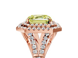 Rose gold Double Halo Fancy Yellow Asscher Cut Diamond Split Shank Engagement Ring with Four-Prong Setting_8