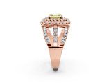 Rose gold Double Halo Fancy Yellow Asscher Cut Diamond Split Shank Pave Set Ring_5