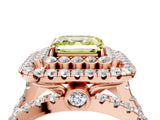 Rose gold Double Halo Fancy Yellow Asscher Cut Diamond Split Shank Pave Set Ring_7