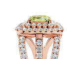 Rose gold Double Halo Fancy Yellow Asscher Cut Diamond Split Shank Pave Set Ring_8