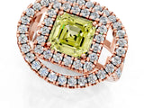 Rose gold Double Halo Fancy Yellow Asscher Cut Diamond Split Shank Prong Setting Ring_1