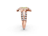 Rose gold Double Halo Fancy Yellow Asscher Cut Diamond Split Shank Prong Setting Ring_2