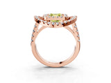 Rose gold Double Halo Fancy Yellow Asscher Cut Diamond Split Shank Prong Setting Ring_3