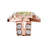 Rose gold Double Halo Fancy Yellow Asscher Cut Diamond Split Shank Prong Setting Ring_5