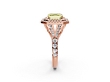 Rose gold Double Halo Fancy Yellow Asscher  Cut Diamond Split Shank Ring with Four Prong Setting_2