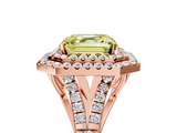 Rose gold Double Halo Fancy Yellow Asscher  Cut Diamond Split Shank Ring with Four Prong Setting_5