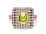 Rose gold Double Halo Fancy Yellow Asscher  Cut Pave Split Shank Prong Set Ring_15