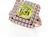 Rose gold Double Halo Fancy Yellow Asscher  Cut Pave Split Shank Prong Set Ring_16