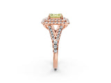 Rose gold Double Halo Fancy Yellow Asscher  Cut Pave Split Shank Prong Set Ring_17