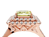 Rose gold Double Halo Fancy Yellow Asscher  Cut Pave Split Shank Prong Set Ring_19