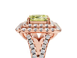 Rose gold Double Halo Fancy Yellow Asscher  Cut Pave Split Shank Prong Set Ring_20