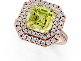 Rose gold Double Halo Fancy Yellow Asscher  Diamond Pave Band with Four-Prong Setting_1