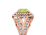 Rose gold Double Halo Fancy Yellow Cushion -Shaped Split Shank Diamond Ring with Prong Setting_20