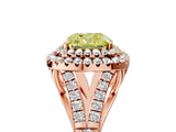 Rose gold Double Halo Fancy Yellow Cushion Cut Diamond Split Shank Engagement Ring with Four-Prong Setting_8