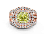 Rose gold Double Halo Fancy Yellow Cushion Cut Diamond Split Shank Pave Set Ring_3