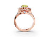 Rose gold Double Halo Fancy Yellow Cushion Cut Diamond Split Shank Pave Set Ring_6
