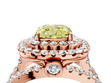 Rose gold Double Halo Fancy Yellow Cushion Cut Diamond Split Shank Pave Set Ring_7