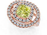Rose gold Double Halo Fancy Yellow Cushion Cut Diamond Split Shank Prong Setting Ring_1