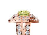 Rose gold Double Halo Fancy Yellow Cushion Cut Diamond Split Shank Prong Setting Ring_5