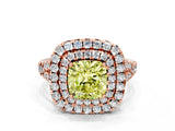 Rose gold Double Halo Fancy Yellow Cushion  Cut Pave Split Shank Prong Set Ring_15