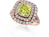 Rose gold Double Halo Fancy Yellow Cushion  Cut Pave Split Shank Prong Set Ring_16