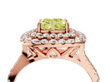 Rose gold Double Halo Fancy Yellow Cushion  Cut Pave Split Shank Prong Set Ring_19