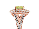 Rose gold Double Halo Fancy Yellow Cushion  Cut Pave Split Shank Prong Set Ring_20