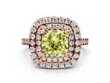 Rose gold Double Halo Fancy Yellow Cushion  Diamond Pave Band with Four-Prong Setting_44