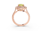 Rose gold Double Halo Fancy Yellow Cushion  Diamond Pave Band with Four-Prong Setting_47