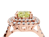 Rose gold Double Halo Fancy Yellow Cushion  Diamond Pave Band with Four-Prong Setting_48