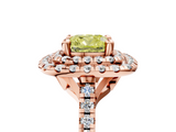 Rose gold Double Halo Fancy Yellow Cushion  Diamond Pave Band with Four-Prong Setting_49