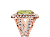 Rose gold Double Halo Fancy Yellow Emerald -Shaped Split Shank Diamond Ring with Prong Setting_20