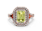 Rose gold Double Halo Fancy Yellow Emerald Cut Diamond Split Shank Engagement Ring with Four-Prong Setting_3