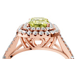 Rose gold Double Halo Fancy Yellow Emerald Cut Diamond Split Shank Engagement Ring with Four-Prong Setting_7