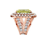 Rose gold Double Halo Fancy Yellow Emerald Cut Diamond Split Shank Engagement Ring with Four-Prong Setting_8