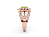 Rose gold Double Halo Fancy Yellow Emerald Cut Diamond Split Shank Pave Set Ring_5