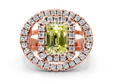 Rose gold Double Halo Fancy Yellow Emerald Cut Diamond Split Shank Prong Setting Ring