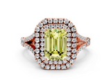 Rose gold Double Halo Fancy Yellow Emerald  Cut Diamond Split Shank Ring with Four Prong Setting_20