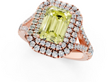 Rose gold Double Halo Fancy Yellow Emerald  Cut Diamond Split Shank Ring with Four Prong Setting_21