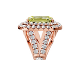 Rose gold Double Halo Fancy Yellow Emerald  Cut Diamond Split Shank Ring with Four Prong Setting_25